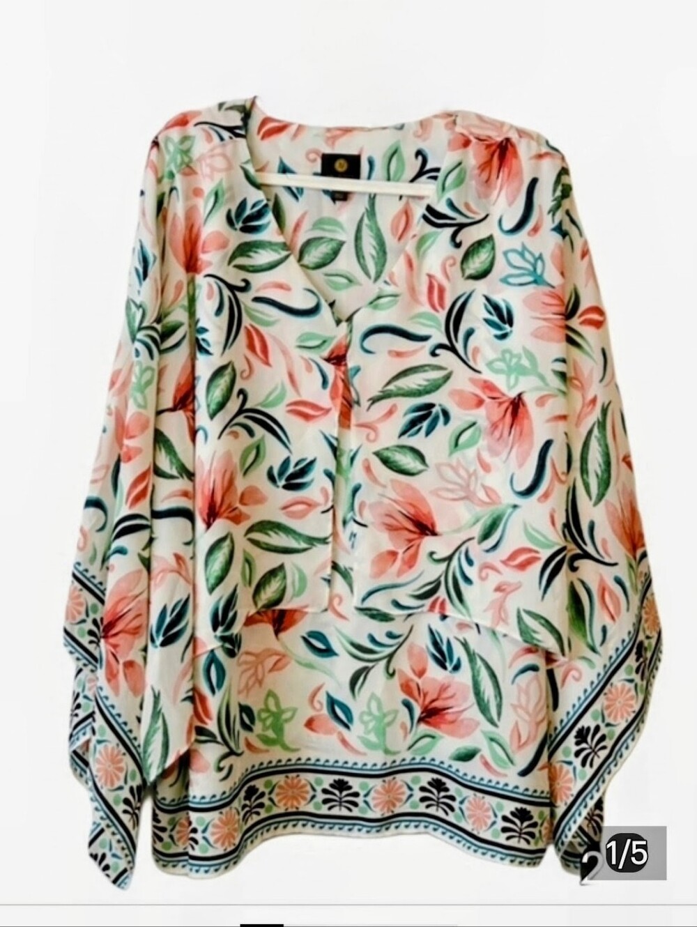 JM Collection Floral Print Boho Blouse